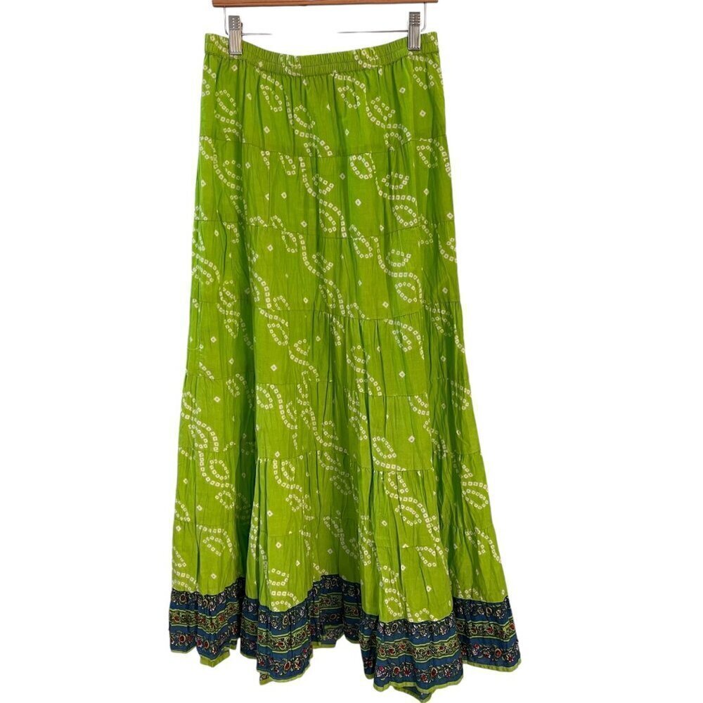 Sacred Threads Maxi Skirt Size OSFM Tiered Festival Boho Granola Girl Beachy